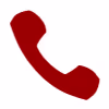 Red telephone handset icon.